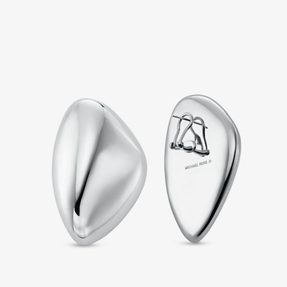 Michael Kors Large Precious‎ metal silver platinum Plated Brass Pebble Earrings